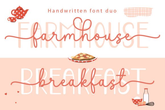 Farmhouse Breakfast Duo: Crafting Visual Harmony with a Handwritten Font
