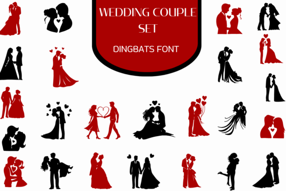 Wedding Couple Set: Elegant Dingbats for Romantic Design